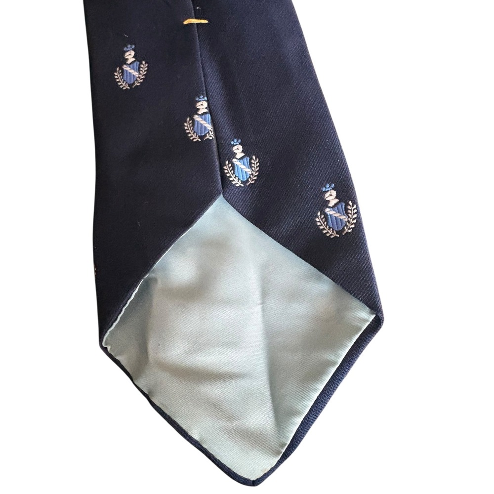 Vintage Wembley Navy Heraldic Crest Necktie Blue Pattern 57" x 4" Classic Retro - Picture 4 of 5